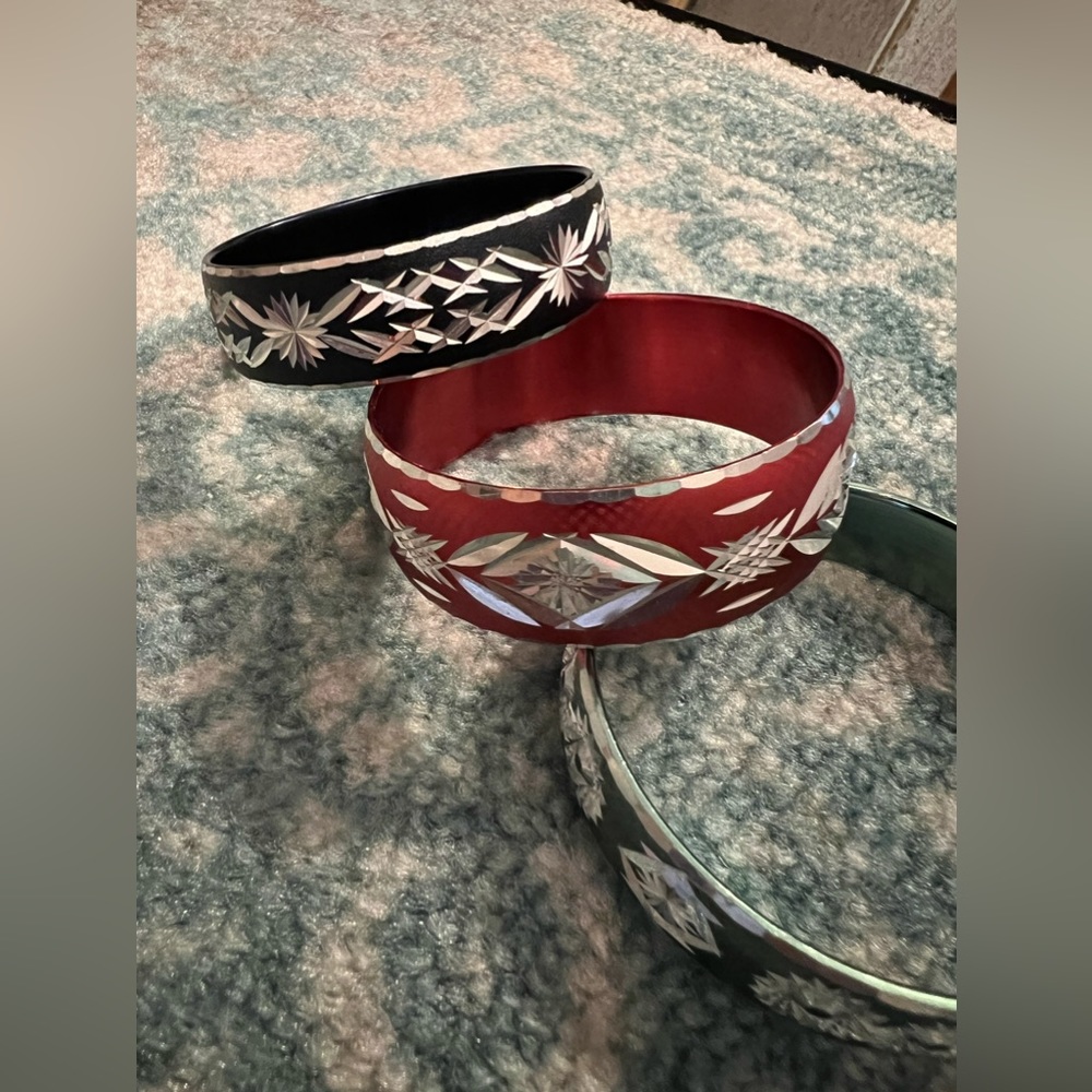 Laser etched bracelet trio